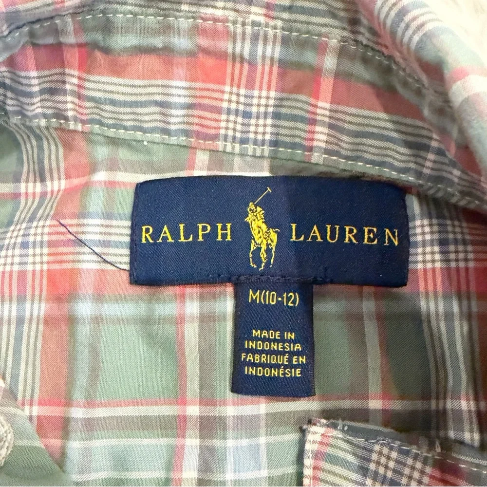 Ralph Lauren Long Sleeve Plaid Button Shirt Easter Spring Boys 10 12